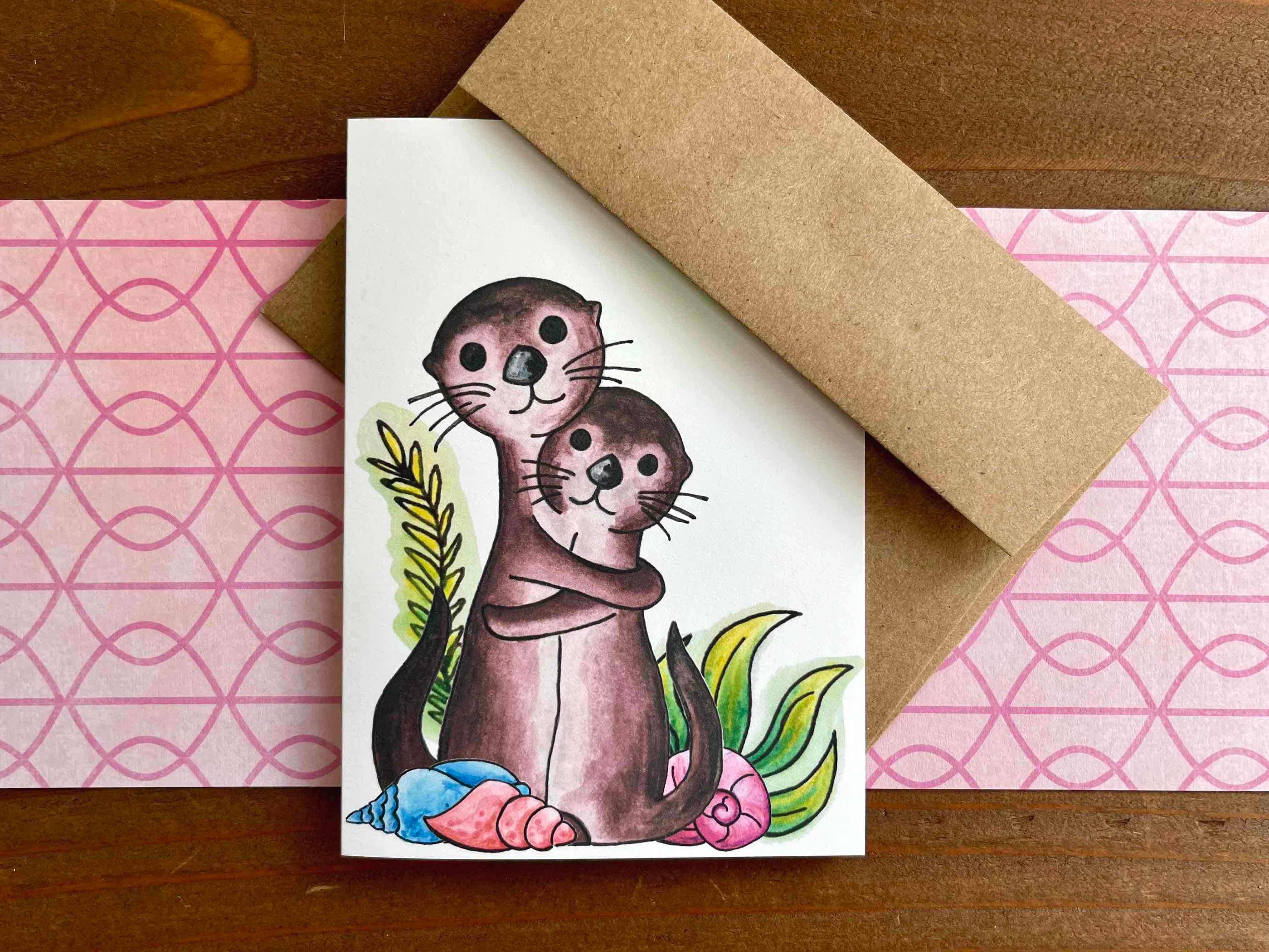 Whimsicals Paperie - Wholesale Stationery/Notecard Set - Otter Boxed Note Cards, Blank | Boxed Set of 81