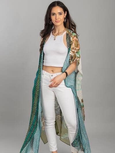 SAACHI - Wholesale Kimono - Women's - Shimmering Floral Print Kimono
