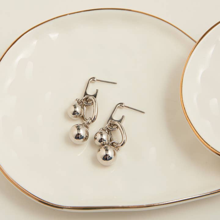 Elsie & Zoey - Wholesale Dangle Earrings - Drop Earrings Rainey Oval Link Double Ball Accent1