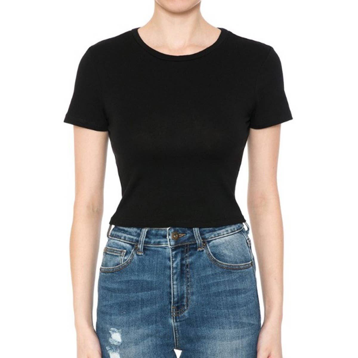 UP CLOTHING - Vente T-shirt – femme - T-SHIRT COURT À MANCHES COURTES ET COL ROND1