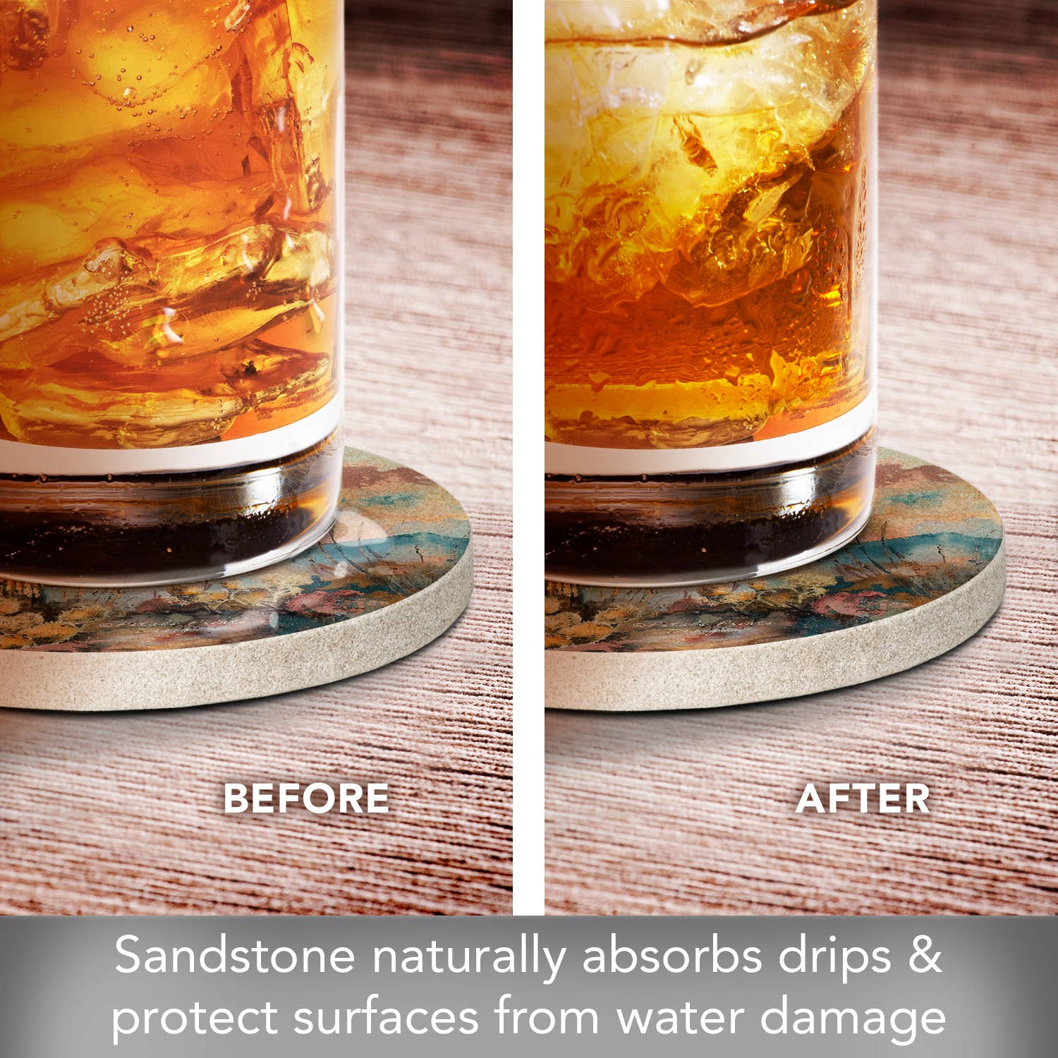 CounterArt/Highland Home/Thirstystone – Engroshandel Bordskånere – "Desert Dream" enkelt sandstensunderlag2