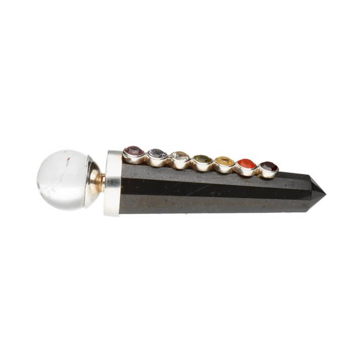 Vives de la Cortada S.L - Vendita all'ingrosso Pietra/cristallo spirituale - Asta di canalizzazione in shungite e quarzo con chakra -P-