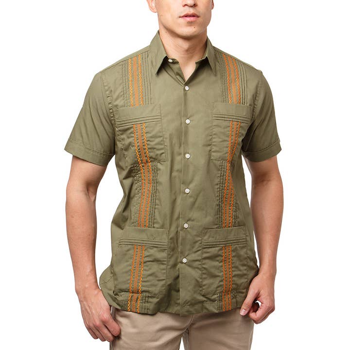 Paris Texas Apparel Co. - Wholesale Button Down Shirt - Men's - Hunting Classic Guayabera - Olive3