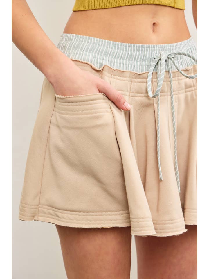 Mustard Seed - Wholesale Skort - Women's - STRIPE WAIST BAND PLEATED SKORT5