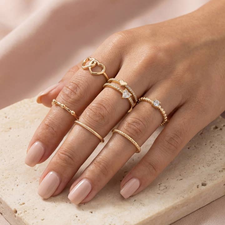 Conjunto de Seis Anillos de Corazón Variados para venta al por mayor de Anarchy Street