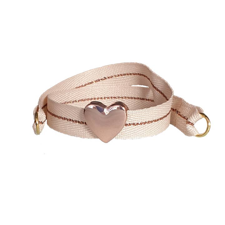 PULSERA CORAZÓN LUREX BEIGE ORO ROSA para venta al por mayor de Smartever Srl