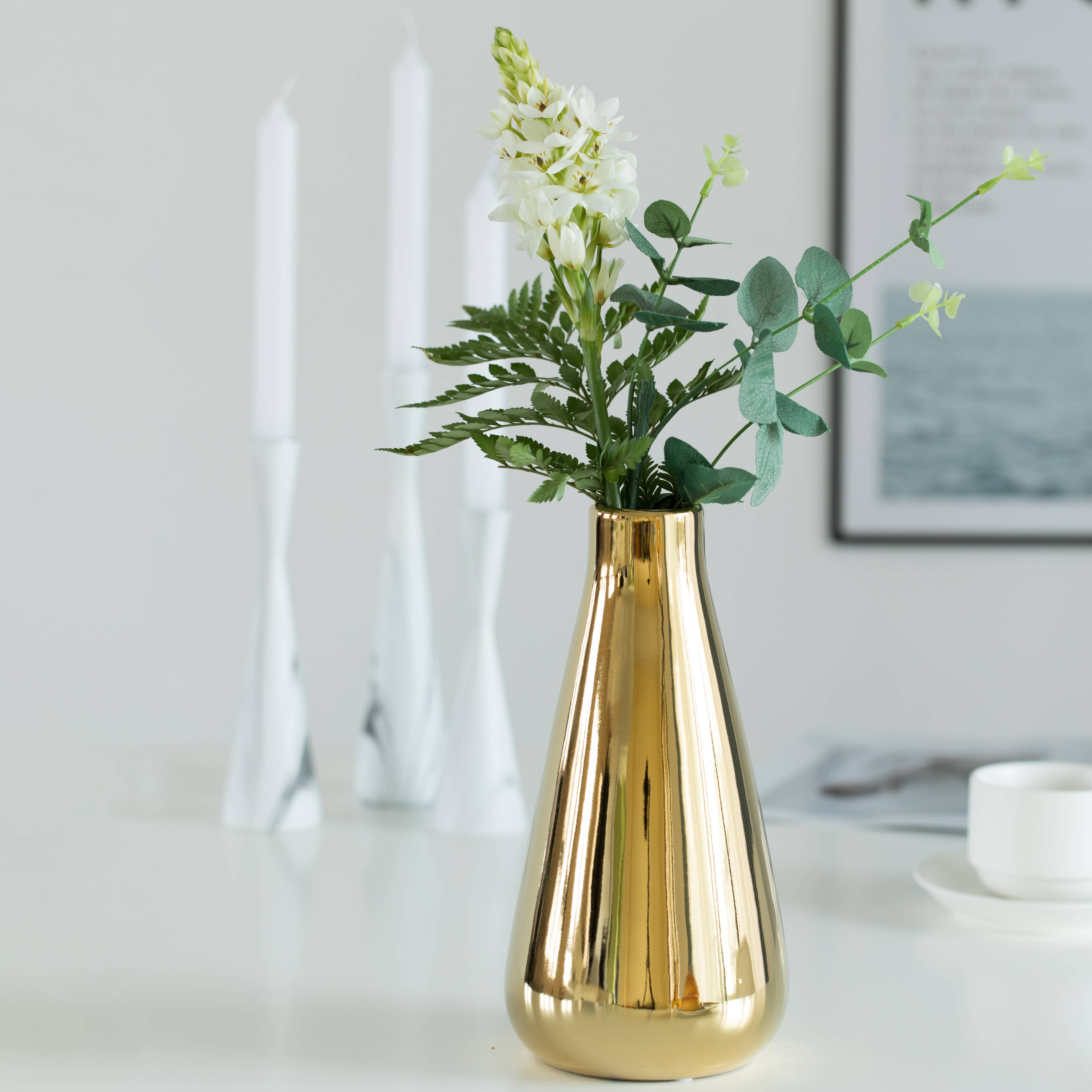 Quickway Imports - Wholesale Vase - Decorative Ceramic Modern Centerpiece Table Vase, Gold11