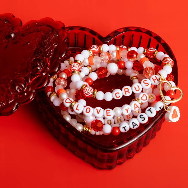 Jewelry Made by Me - Wholesale DIY Jewelry - Kids - Love Letters Heart Shaped Box Red and White DIY Letter Bead Kit