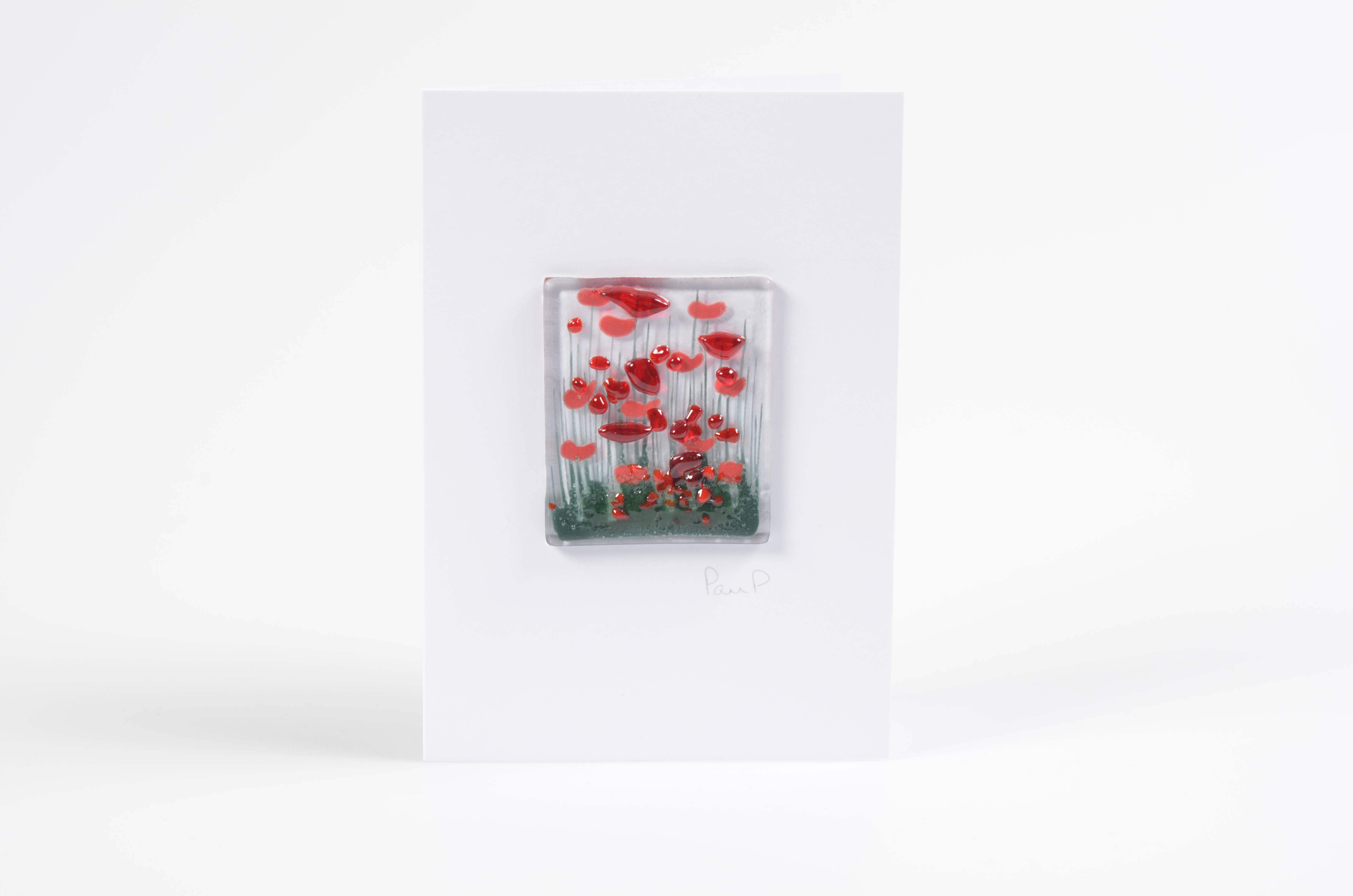 Pam Peters Designs – wholesale Everyday greeting card – Handmade Fused Glass Greeting Card -  Poppy Card3