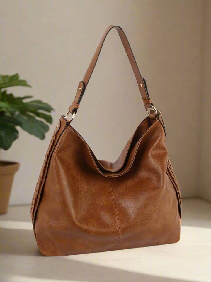 LH113Z Braided Side Detail Hobo Bag for wholesale by MiMi Wholesale