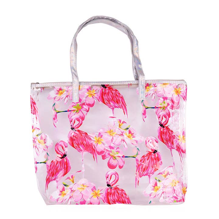 Accentra - Wholesale Tote Bag - Women's - Beach Bag / Shopper Transparent With Tropical Print2