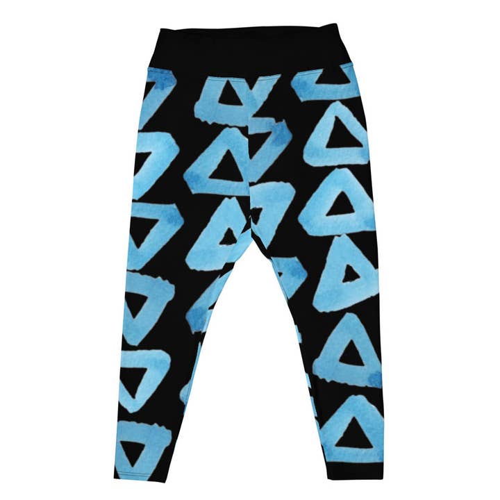 Blått och svart tryck Plus Size Leggings för wholesale av Craftmerce Inc