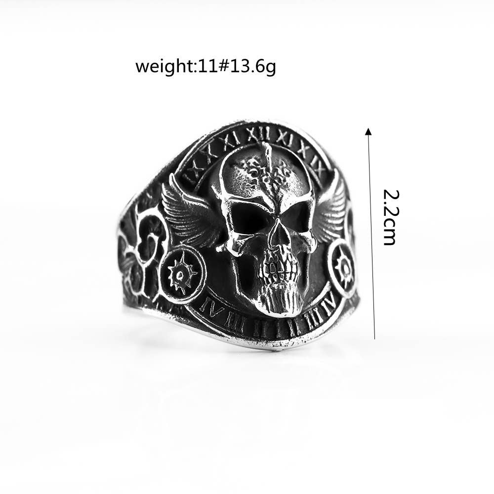 Gemcohub - Wholesale Signet Ring - Retro Stainless Steel Motorcycle Style Skull Ring5