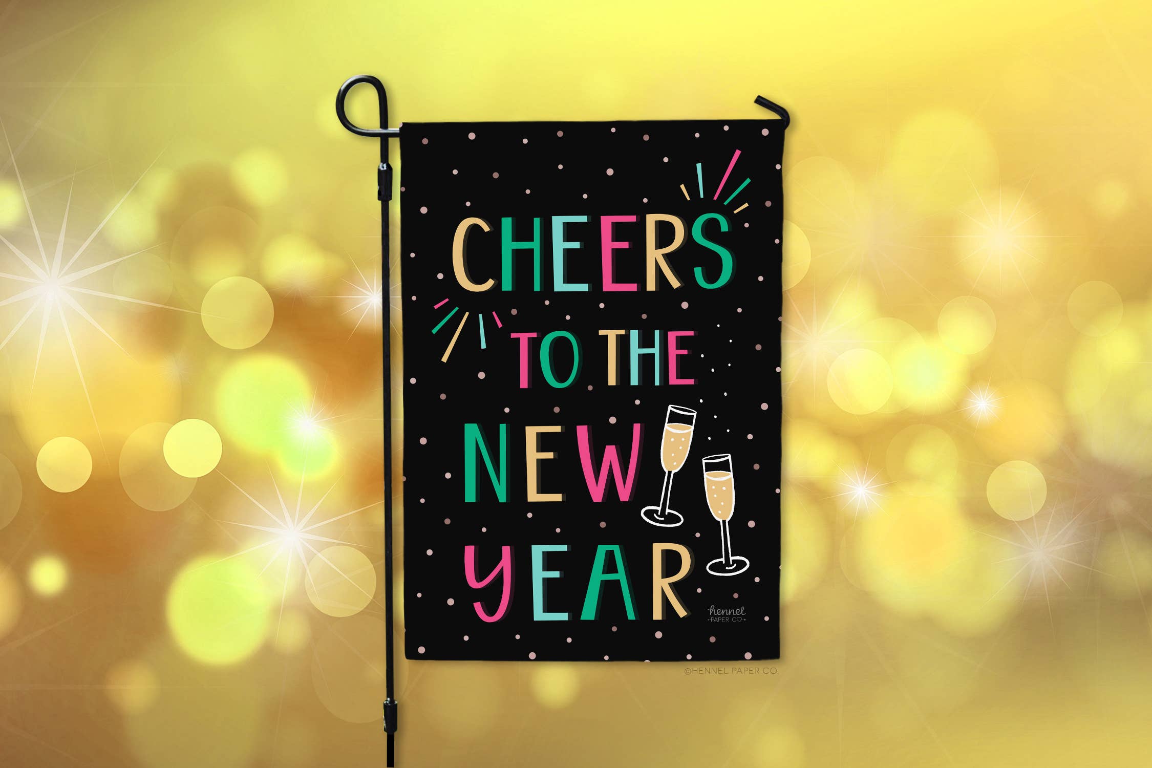 Hennel Paper Co. – Bandeira por atacado – Bandeira do jardim - Felicidades para o Ano Novo2