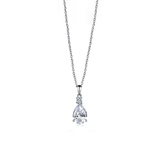 Witgoud rhodium vergulde peervormige heldere witte cubic zirconia CZ hanger - Bruiloft-Bruids cadeau voor wholesale door TiaraBleu