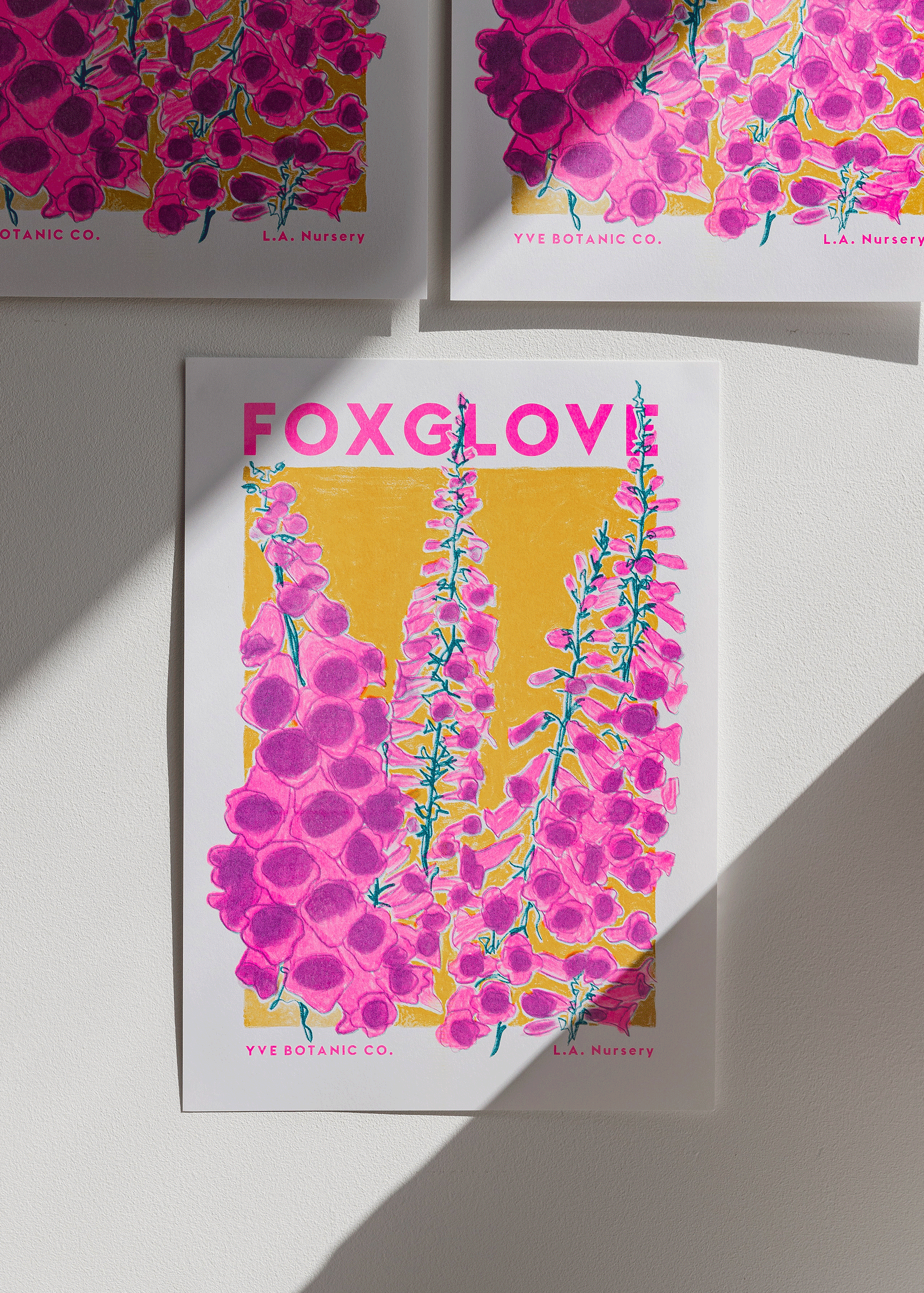 Eve Print Studio. - Wholesale Art Print - Foxglove Flower Risograph Print3