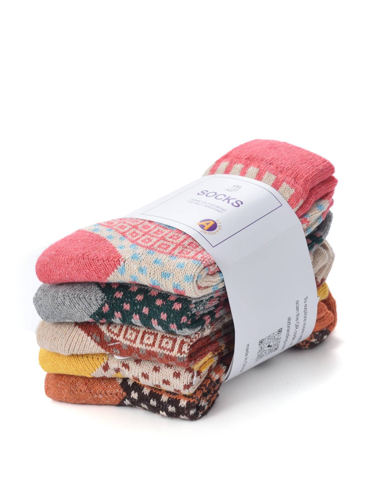 Funkyrel® Atzbranding Limited - Wholesale Socks - Women's - Rufia - 5 Pairs Bohemian Wool-Blend Socks Set2