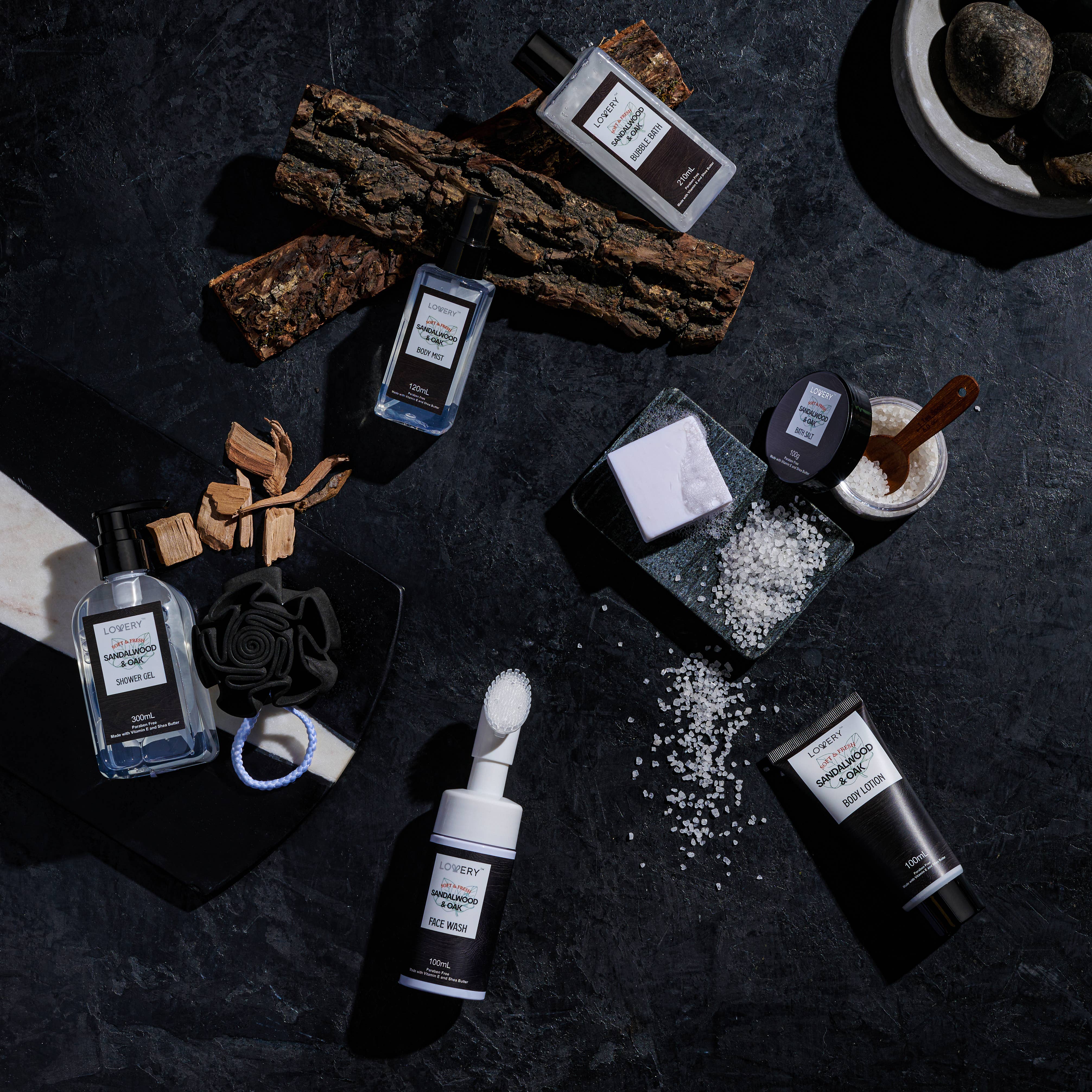 Lovery – wholesale Bath & body set – Men’s – Luxury Spa Kit for Men, Sandalwood Oak Scented Bath Gift Set2