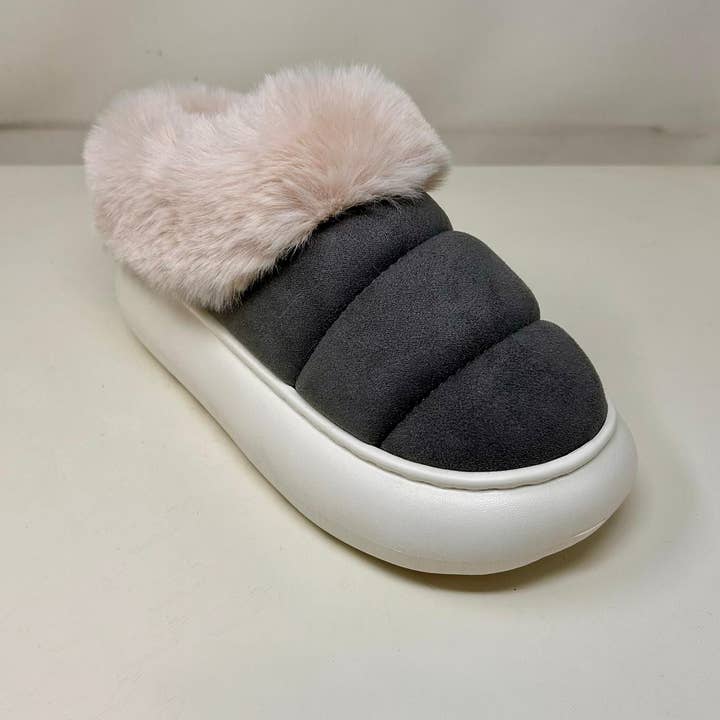 Wild Diva CLOUDIA-01 Women Fur Trim Cozy Winter Slippers-12 Pairs Pack-14.05/Pair for wholesale by Mars Sky Shoes Wholesale