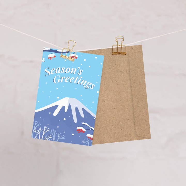 Cute Asian Cards - Wholesale Christmas Card - Season’s Greetings from Mt. Fuji | Winter Japanese Christmas Cards1