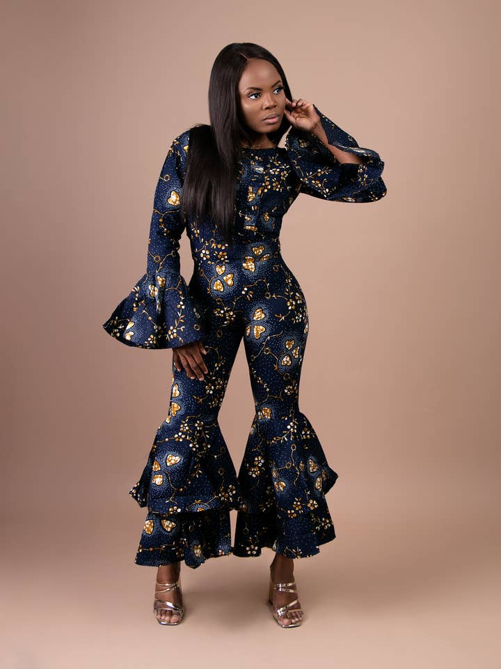 AMAKA FLAIR JUMPSUIT (In einem anderen Druck erhältlich) für den Großhandel von Abebi Modish