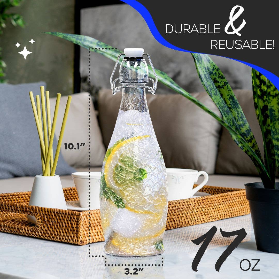 Nevlers - Wholesale Food storage container - Nevlers 17 oz Textured Swing Top Bottles (Pack of 12) | Includes Funnel, Brush, Tags, Shrink Wrap and Marker2