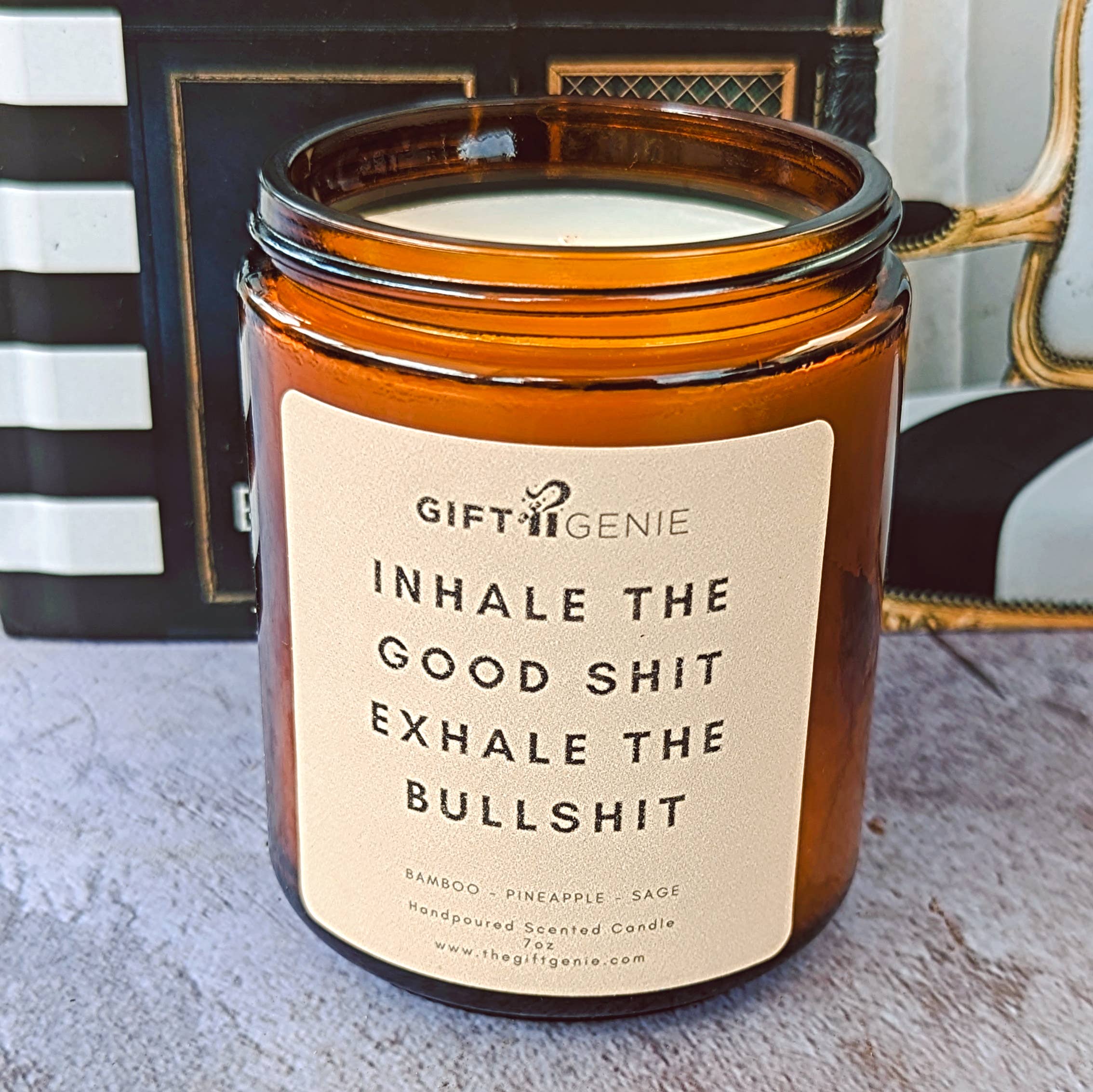 The Gift Genie LLC – wholesale Jar/filled candle – Inhale The Good Shit, Exhale The Bullshit - Candle2