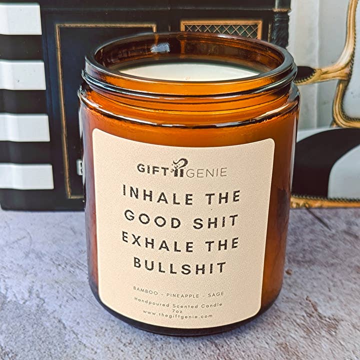 The Gift Genie LLC - Wholesale Jar/Filled Candle - Inhale The Good Shit, Exhale The Bullshit - Candle2
