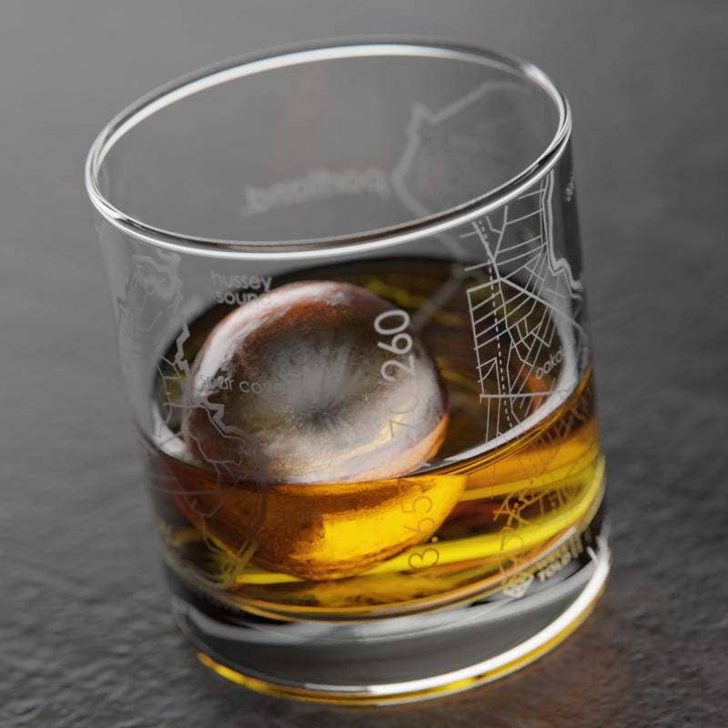 Well Told - Wholesale Cocktail/Liquor Glass - Portland, ME City Map - Etched Whiskey Rocks Glass4