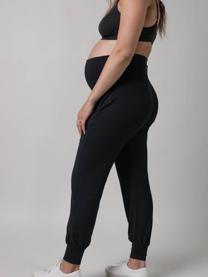 RUBY || MODAL SPANDEX MATERNITY LOUNGEWEAR JOGGER || BLACK for wholesale by RASKANA