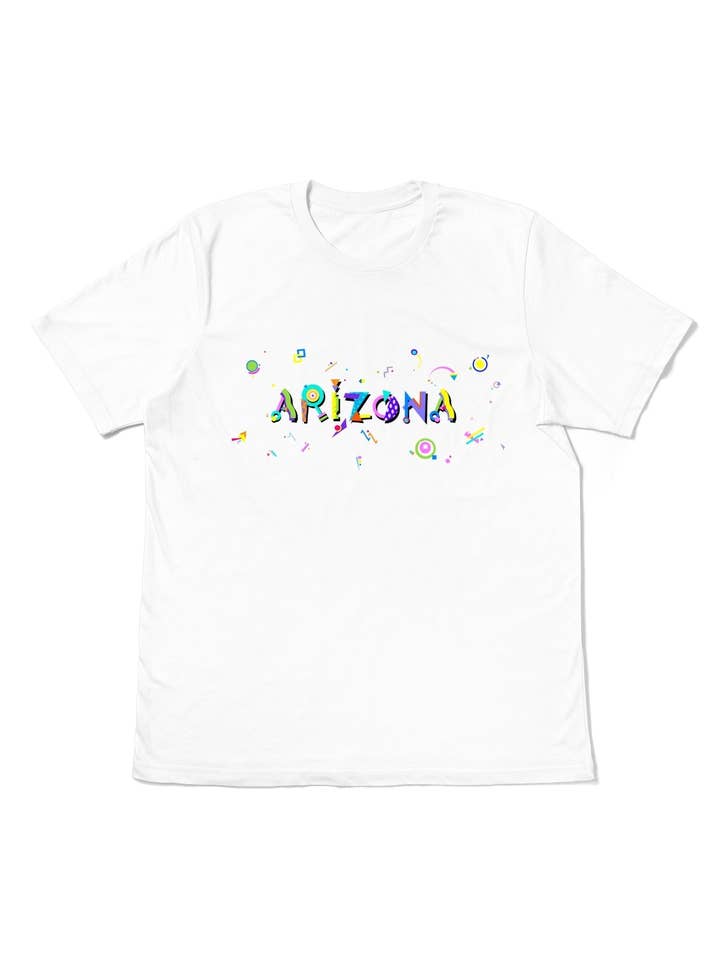 Arizona POPtype T-Shirt – Retro Memphis Style Desert Souvenir 🌵 for wholesale by Tourist Tee Co.