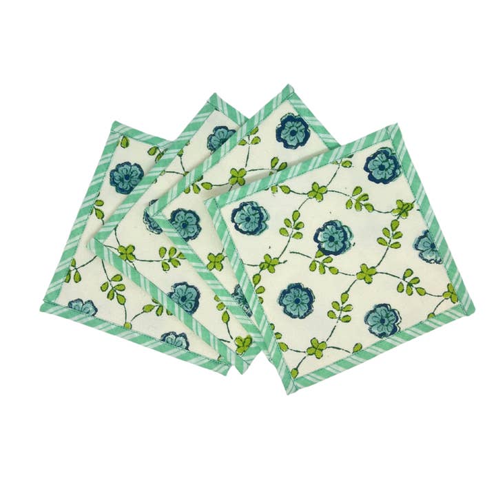 Carolina Canvas Coasters - Blue, SumnerEdit (Set of 4) for wholesale by Laura Park Designs