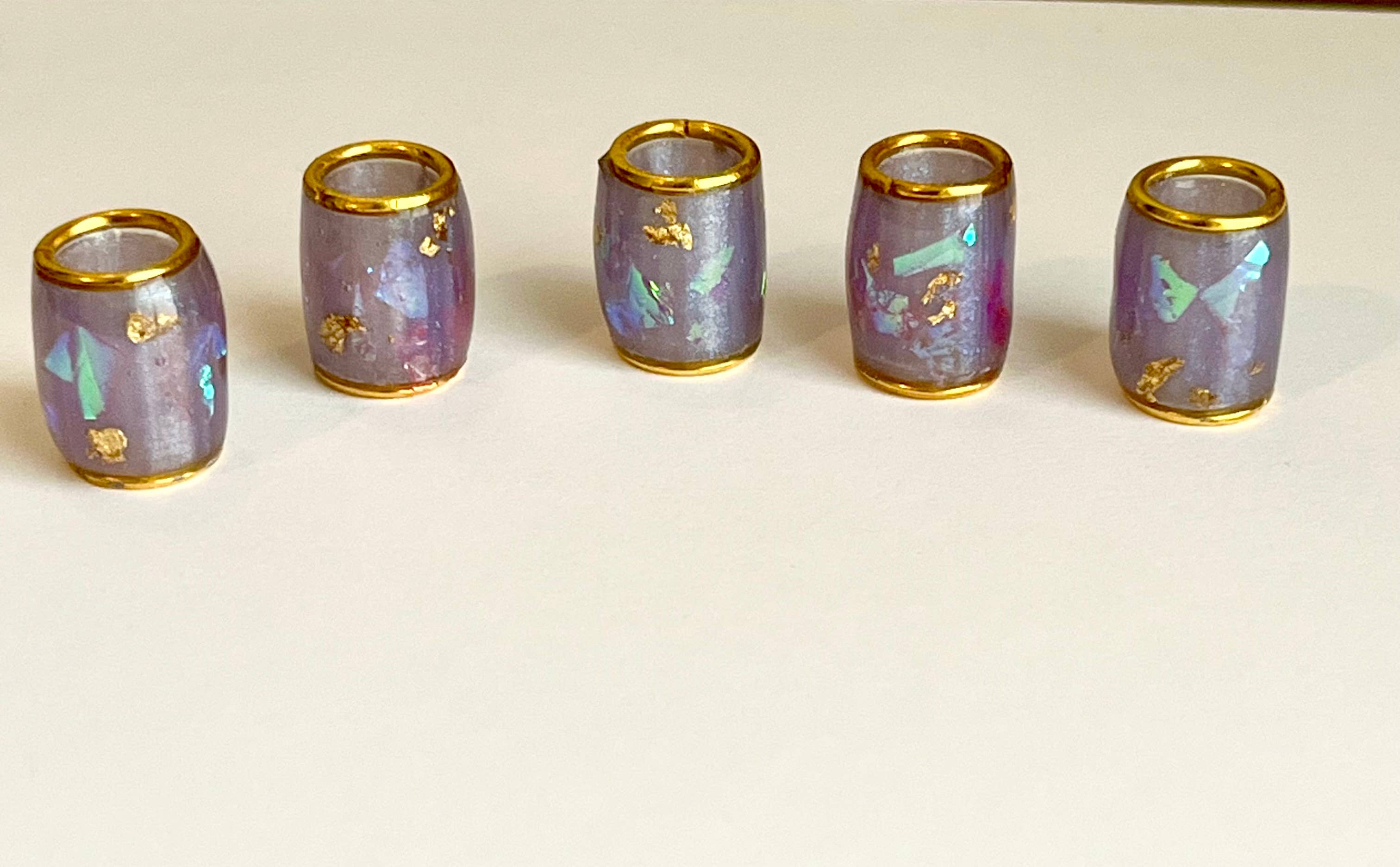 elevated loc jewelry - Wholesale Hair Accessories Set - Women's - Pink Dichroic Style Loc Bead Set of 5 1