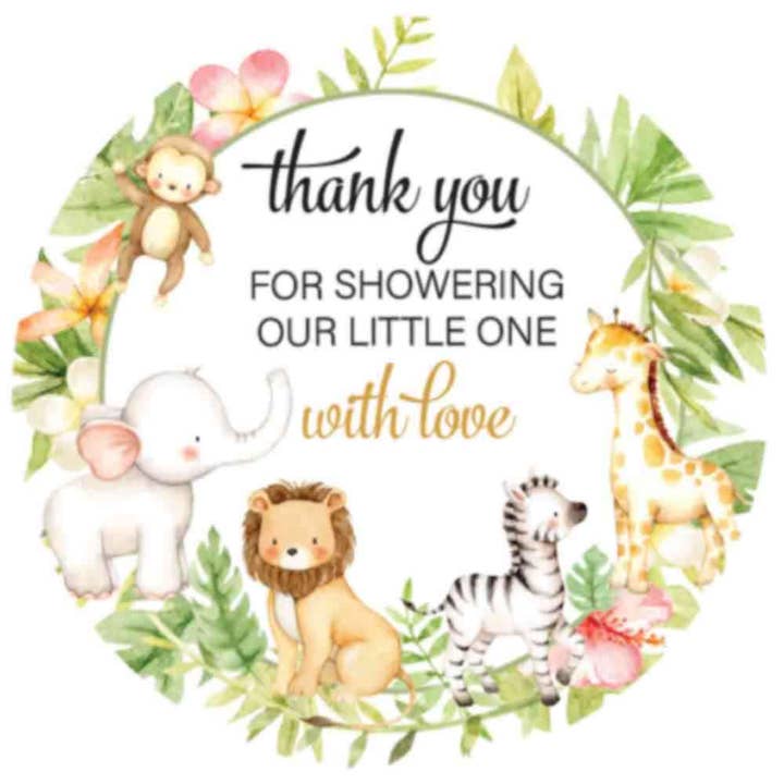 1.9" stickers Baby shower favor labels safari animal for wholesale by Digitaldoodlebug