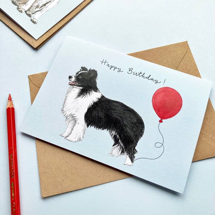 Amelia Illustration - Wholesale Verjaardagskaartje - Border Collie Dog verjaardagskaart1