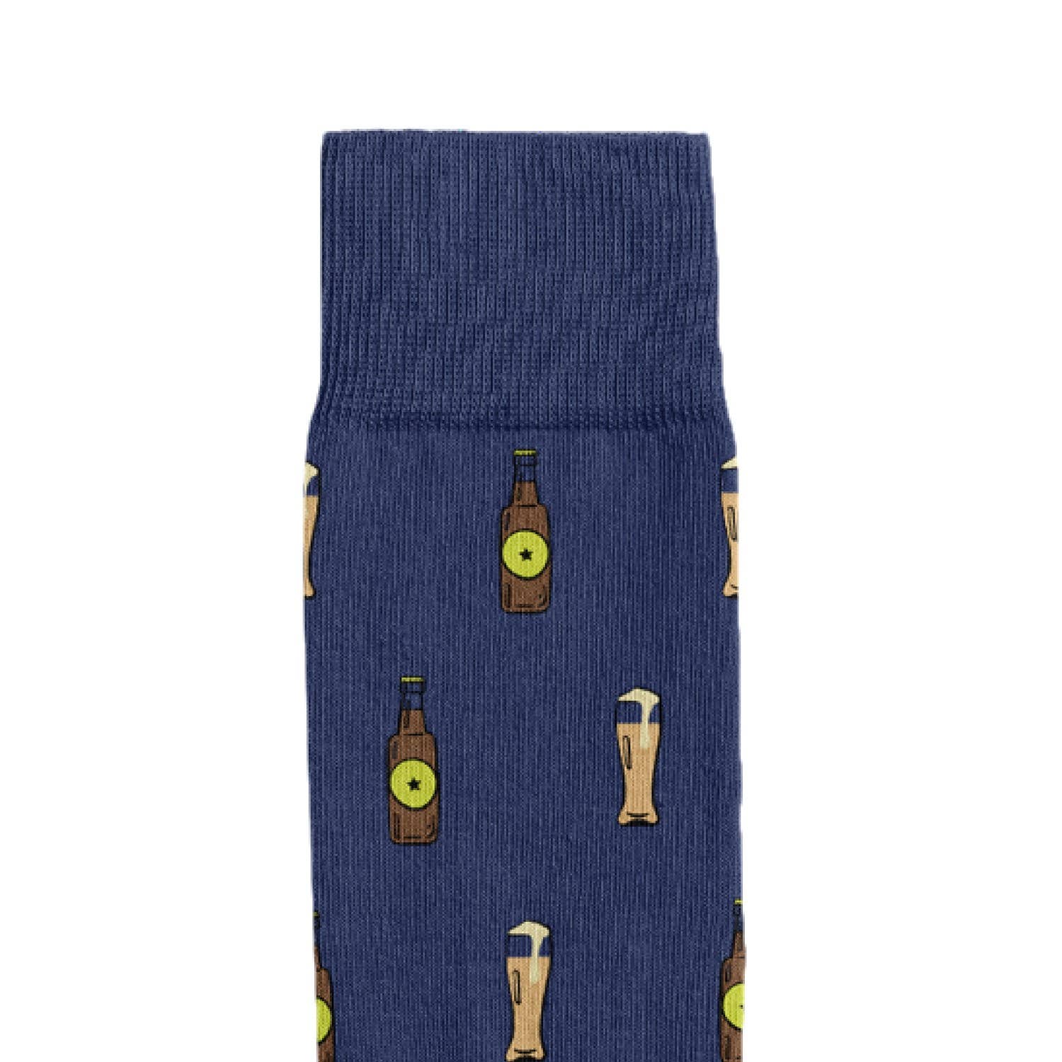 Oli Olsen – wholesale Socks – Men's – Billy Brown Socks | Men's Beer Bottle Socks | Blue & Yellow1