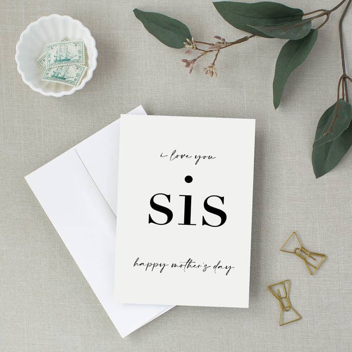 „Sis“ Mors dag lykønskningskort for engroshandel hos Paperie by MJ