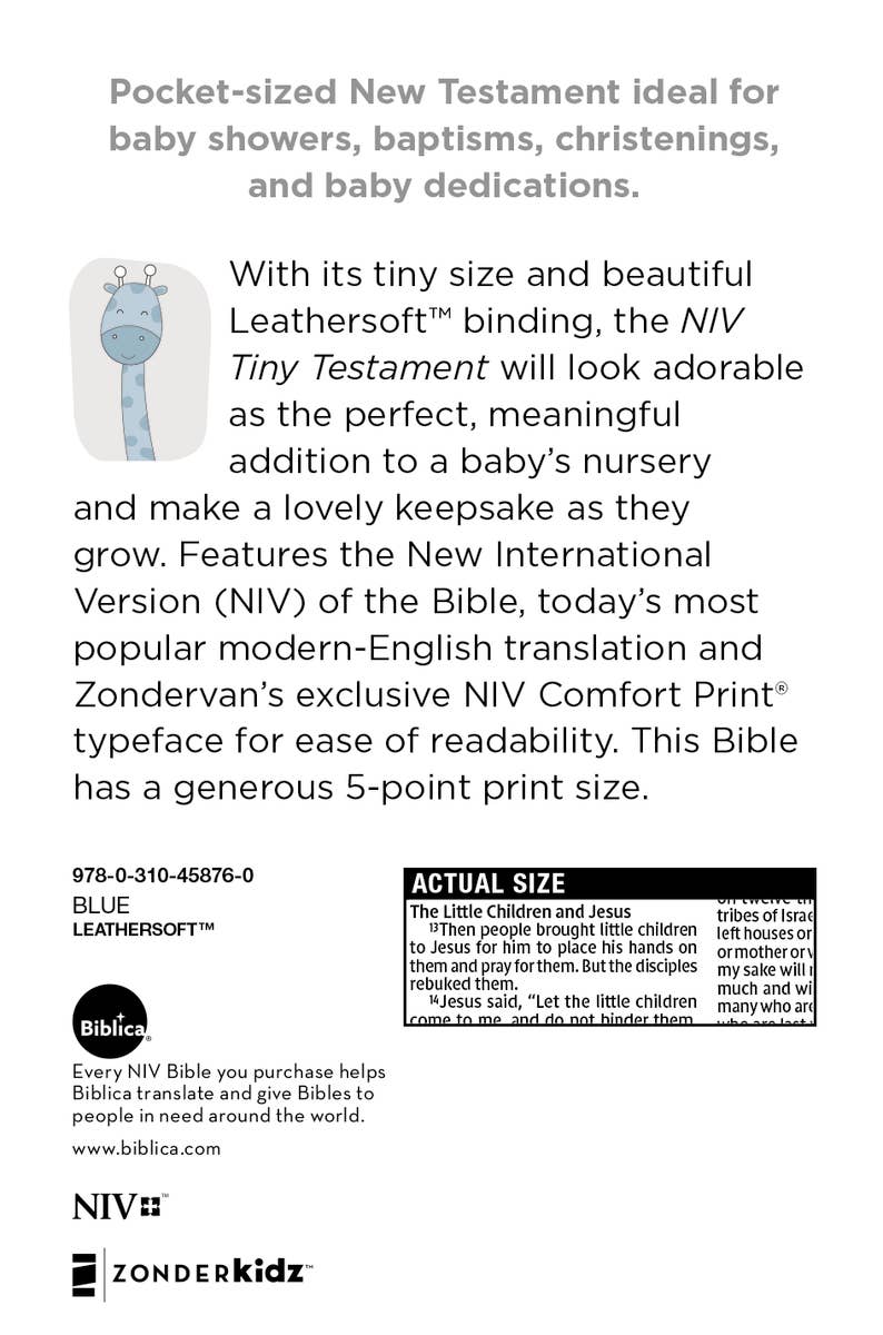 HarperCollins Christian Publishing - Wholesale Religion Book - NIV Tiny Testament Bible New Testament Leathersoft Blue12