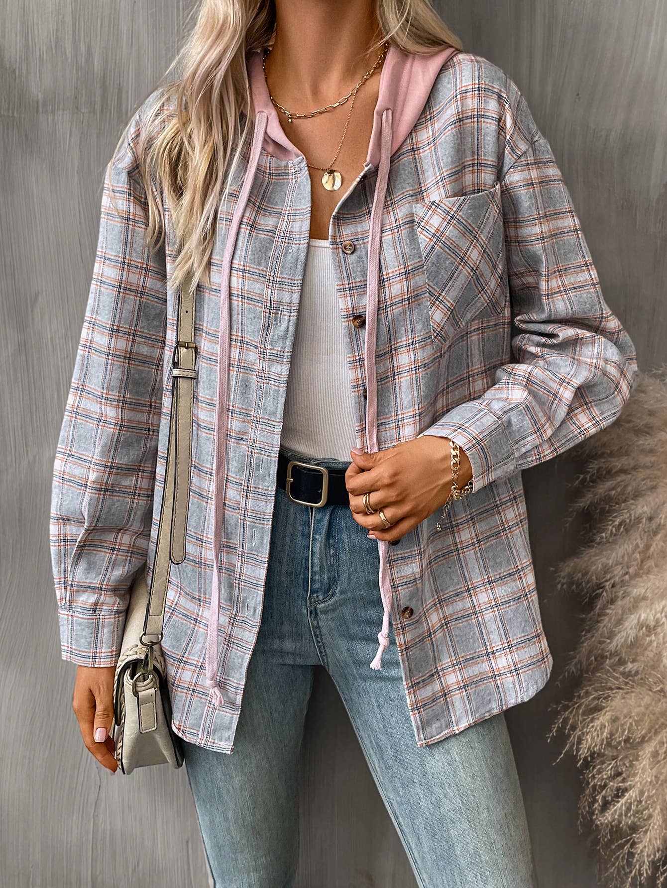 Lily Clothing - Wholesale Button Down Shirt - Women's - CASUAL FASHION OVERSIZE PLAID SHIRT6