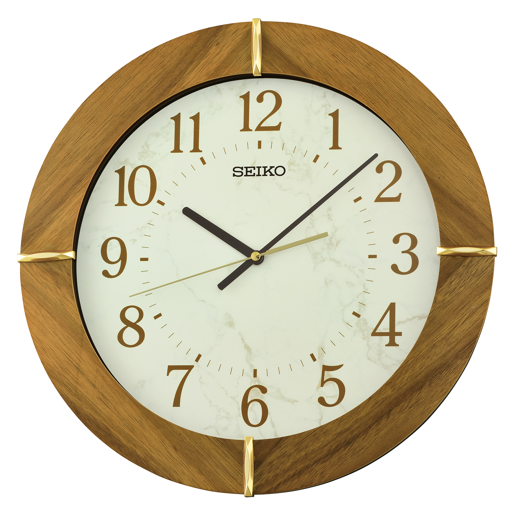 Seiko Clocks USA - Wholesale Wall Clock - 16" Sundial Wall Clock, brown wood0