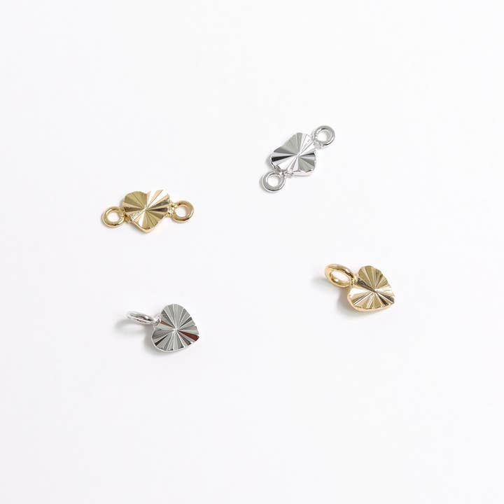 WJW - Wholesale Individual Charm/Pendant - Sterling Silver Sunburst Heart Connector Charm