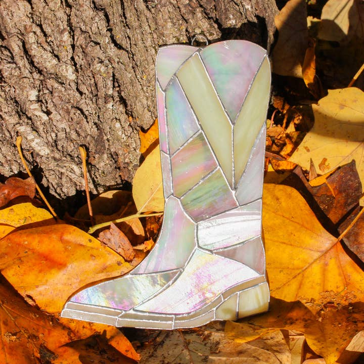 DGE Distribution - Wholesale Stained Glass Panel - Cowboy Boot Stained Glass Suncatcher 8" × 6" – Western Decor7