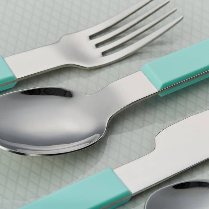 ANNOVA - Wholesale Flatware Set - ANNOVA Block Handle Silverware Set 20 Pieces Color Modern Style Flatware53