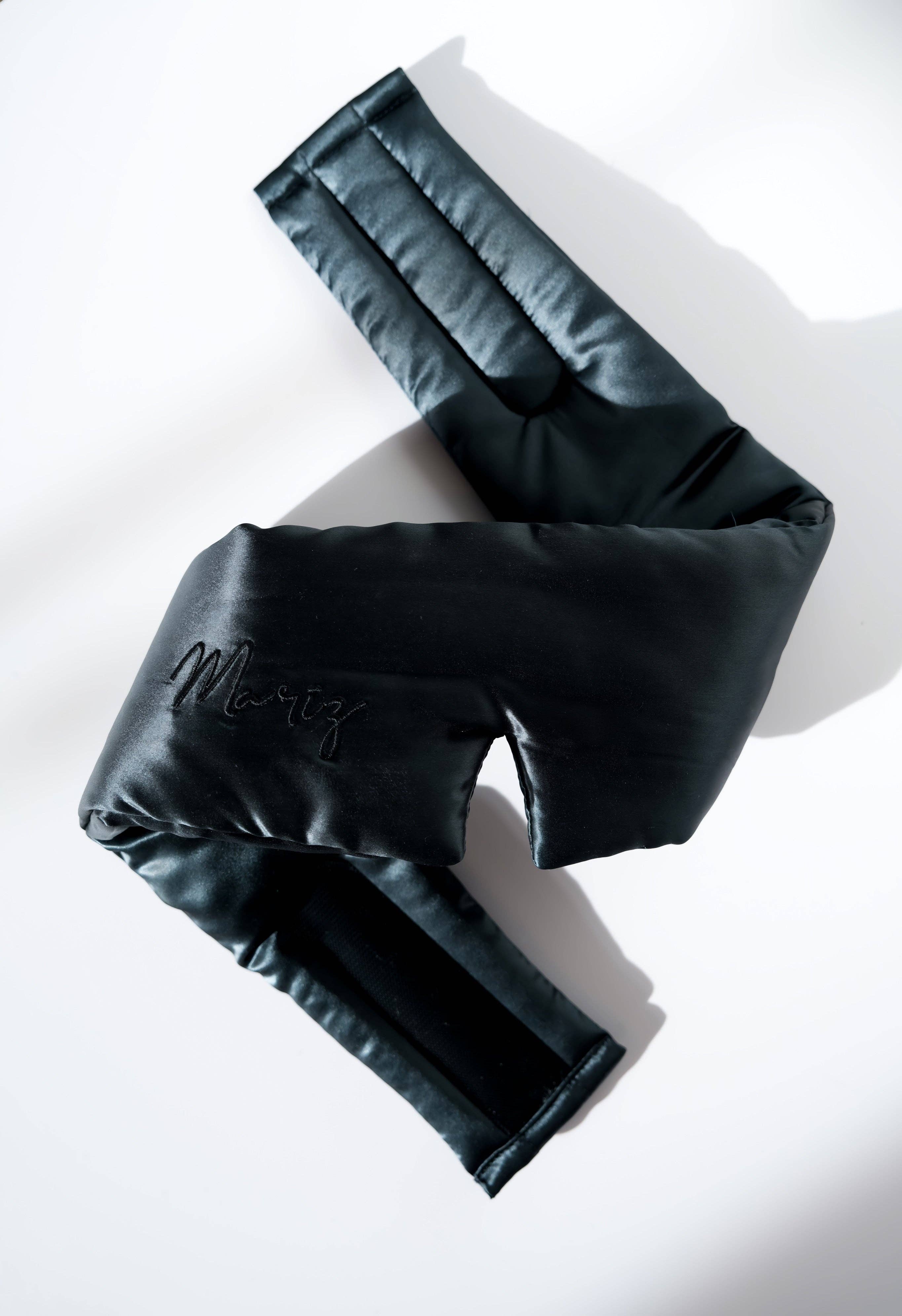 MARIZ SILK - Wholesale Sleep/Eye Mask - Black Washable Silk Sleep Mask Cloud Fit1