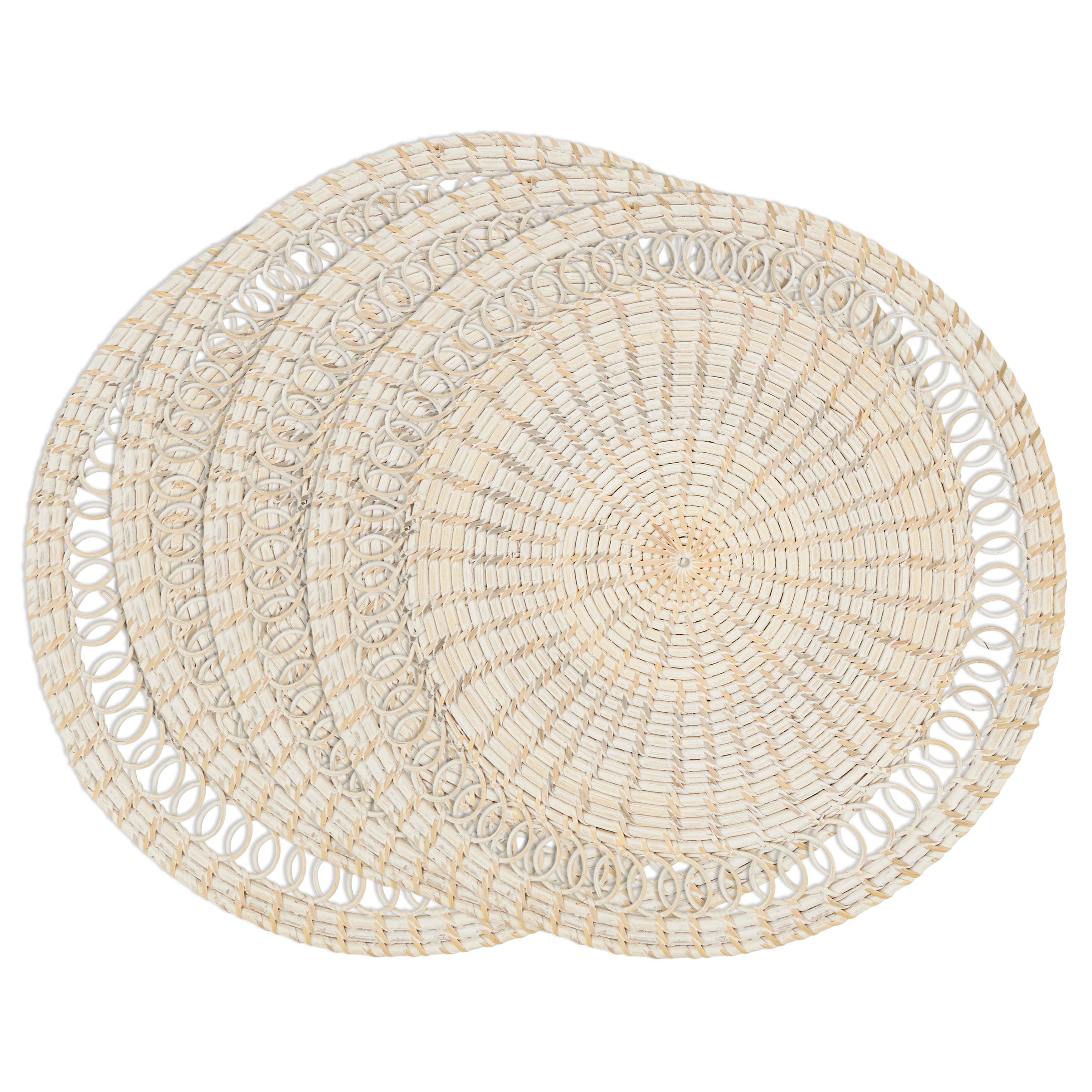 Natural Rattan Loopy Spiral Placemat for wholesale on Faire2