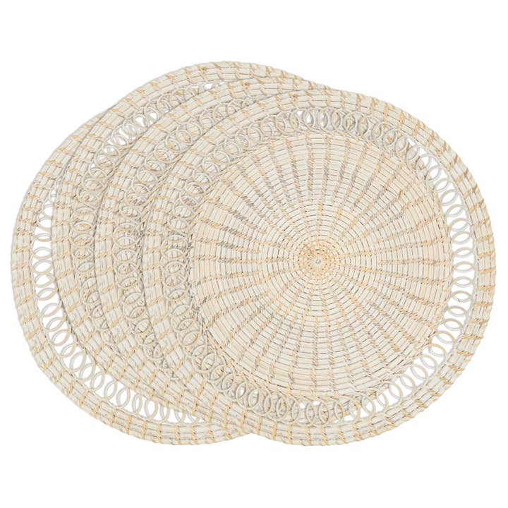 Natural Rattan Loopy Spiral Placemat for wholesale on Faire2