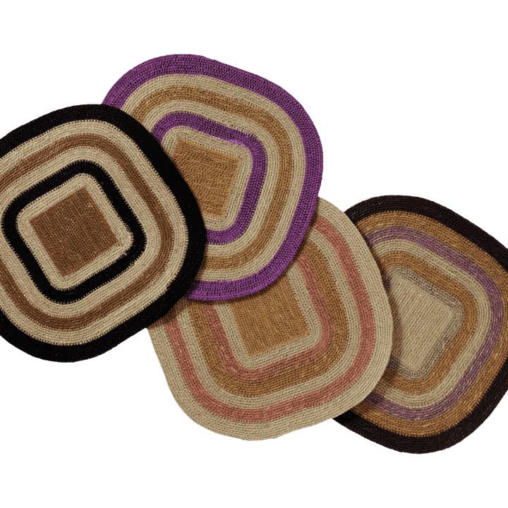 Bonheur du Jour - Wholesale Placemat - Raffia table set with bohemian stripes Multico Coral3