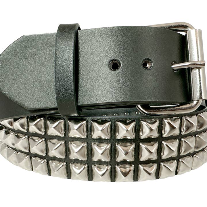 BT104 3 ROW PYRAMID STUDDED BELT for wholesale by Funk Plus