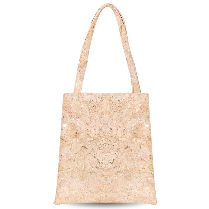 Natural Gold Flecks Cork Tote Bag with 3 Front Pockets BAGP-336 for wholesale by Meninas Bonitas Cork