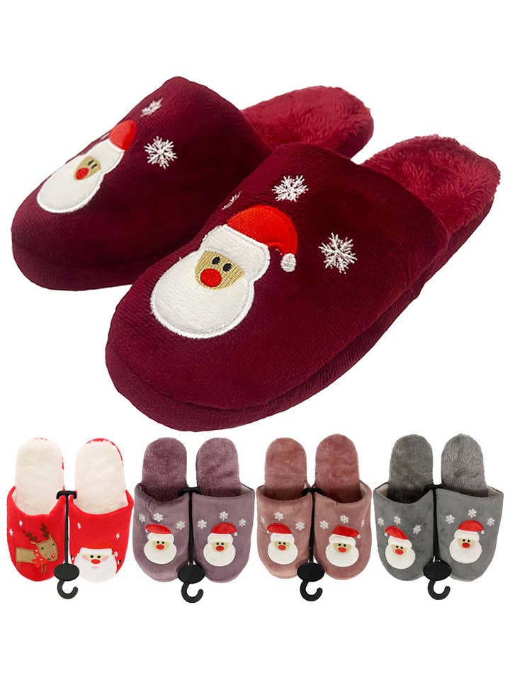 Cap Zone - Wholesale Slippers - Women's - Christmas Fuzzy Fleece Foam Lounge Slippers0